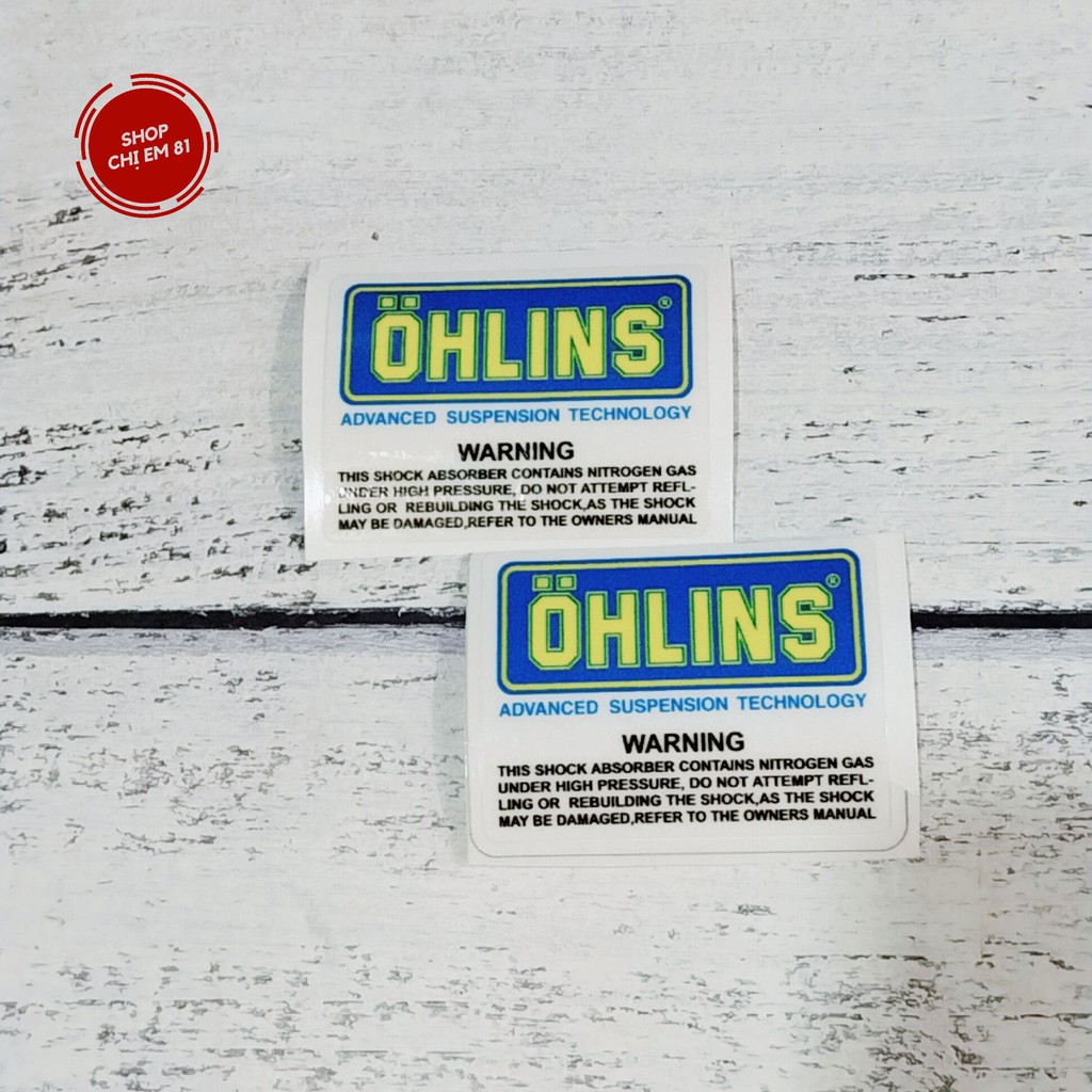 Cặp 2 tem chữ OHLINS trong suốt, RCB crom 7màu dán trang trí bình dầu và chân phuộc