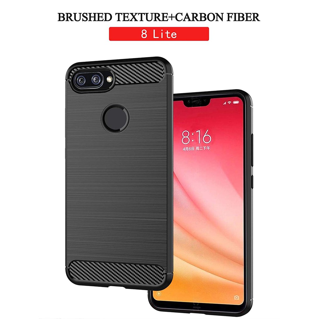 Ốp lưng Xiaomi Mi 8 Lite, Ốp Carbon phay xước chống sốc chống vân tay cho Xiaomi Mi 8 Lite