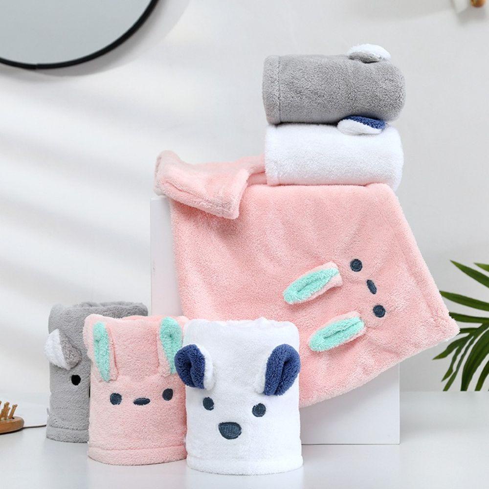 Mũ Tắm Trùm Đầu Thấm Hút Nước Nhanh Bằng Lông Cừu San Hô Hình Tai Thỏ