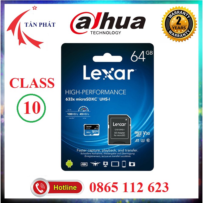 Thẻ Nhớ Chất Lượng Cao 64G 128G 32G  LEXAR CLASS 10 - 80MB/S - Phù hợp lắp CAMERA IMOU C6N RANGER C6CN C1C BH 5 NĂM