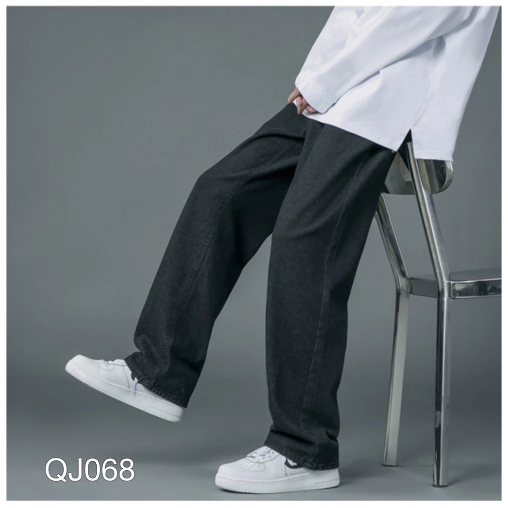 Quần Baggy Nam Nữ KAKI Ống Suông Basic Unisex - Kiểu quần kaki ống rộng suông thun đen và be tan Mooc-Store 1006