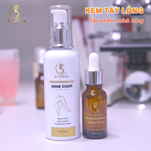 Combo Kem Tẩy Lông Shine Clean 120ml - Tặng kèm Serum - Triệt Lông các vùng nách , bẹn,chân ,tay,vùng kín