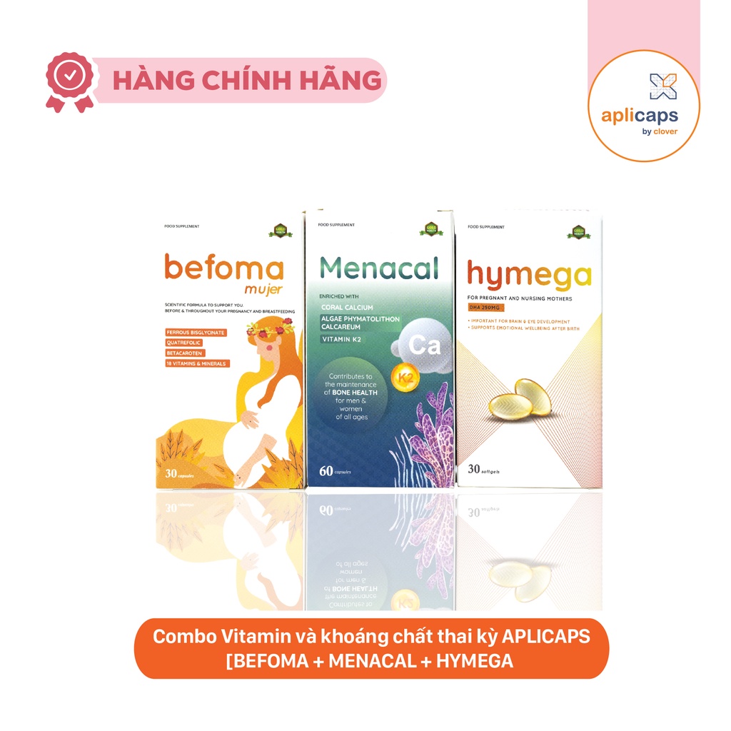 Hộp bộ ba Vitamin và khoáng chất thai kỳ APLICAPS [BEFOMA + MENACAL + HYMEGA]