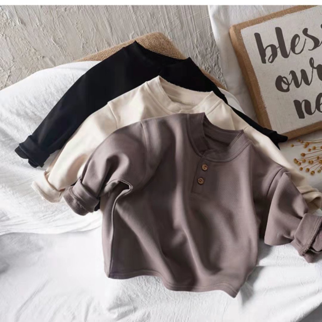 Áo Thun Cotton Tay Dài Phong Cách Hàn Quốc Thời Trang Mùa Thu Hàng Mới Dành Cho Trẻ Em