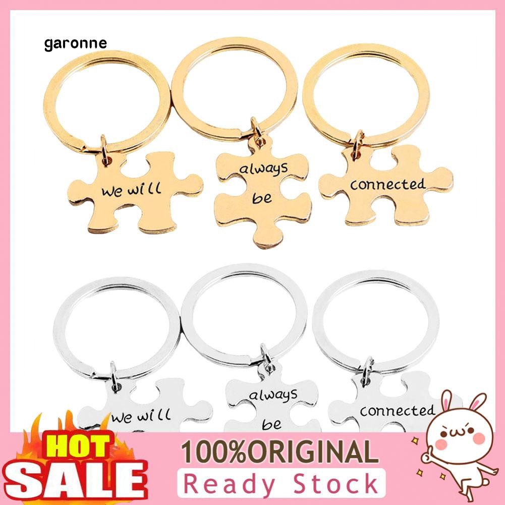 Set 3 móc khóa khắc chữ &quot;We Will Always Be Connected&quot; dạng mảnh ghép độc đáo