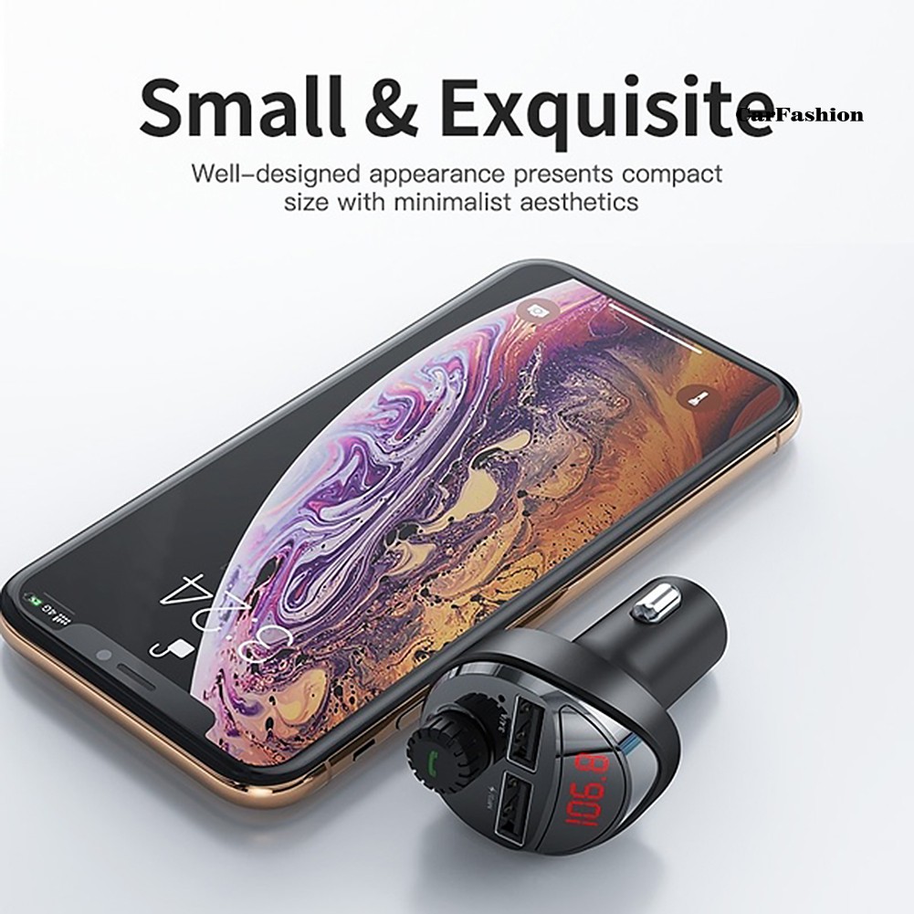 Bộ Chuyển Đổi Âm Thanh Mp3 Fm Bluetooth Hai Cổng Usb Kiêm Sạc Điện Thoại Cho Xe Hơi