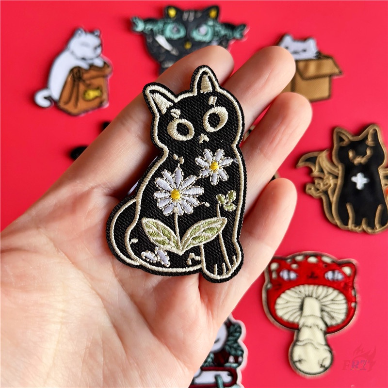 ♚ Miếng Dán Ủi Lên Quần Áo Hình Mèo Vui Nhộn ♚ 1 Miếng Vá DIY Kuso Trên Miếng Vá Sắt Trên Huy Hiệu