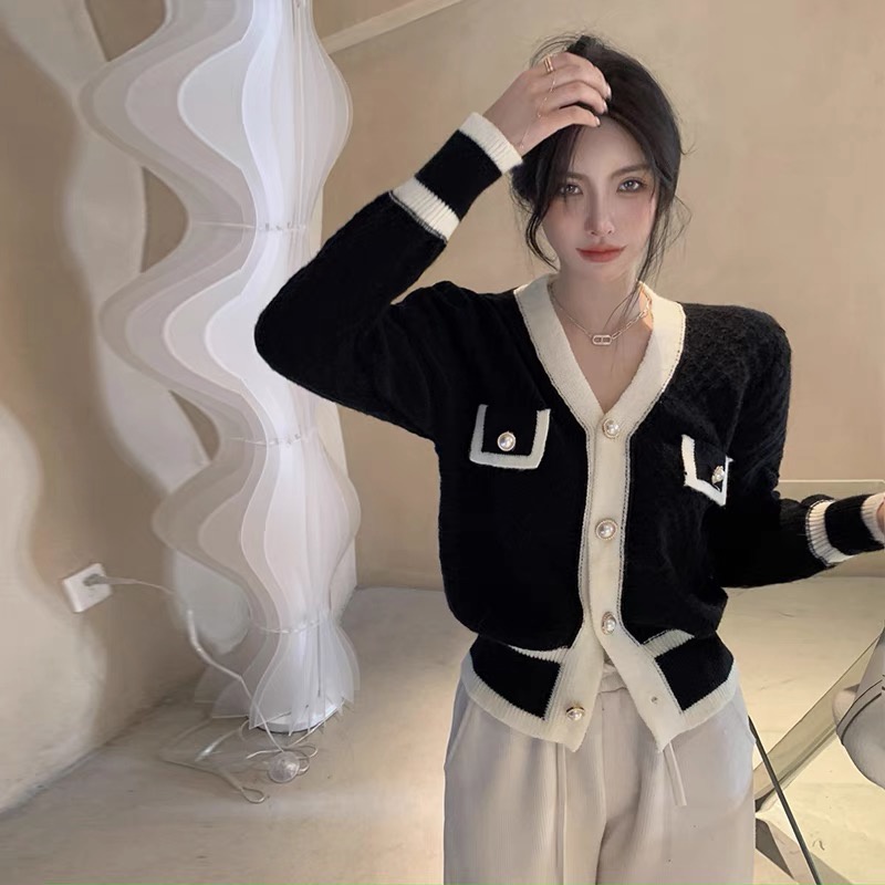 Áo cardigan len mắt lưới Forgirl phối cúc có viền | BigBuy360 - bigbuy360.vn