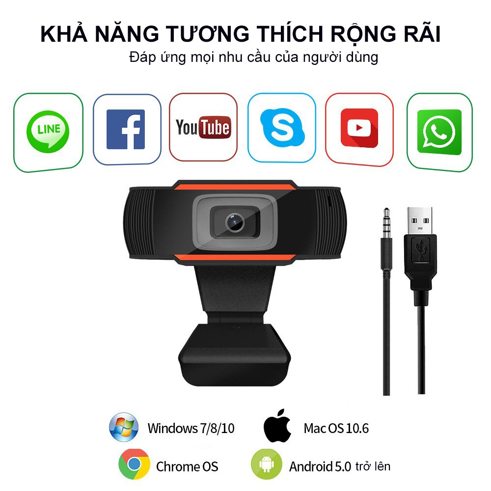 Webcam Máy Tính Full HD Siêu Nét 1080P Xoay 360 Độ, Tích Hợp Thu Âm - Phù Hợp Học Họp Trực Tuyến Online | BigBuy360 - bigbuy360.vn