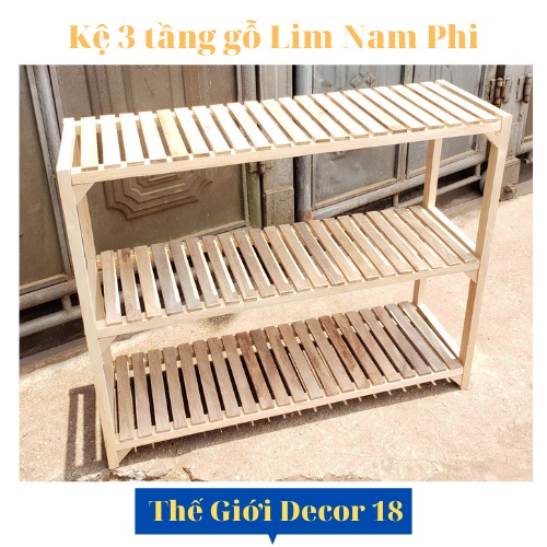 Kệ Giày Bằng Gỗ Lim 3 Tầng Ngang 80cm - Giá Để Giày Dép Đa Năng Gỗ tự nhiên Decor