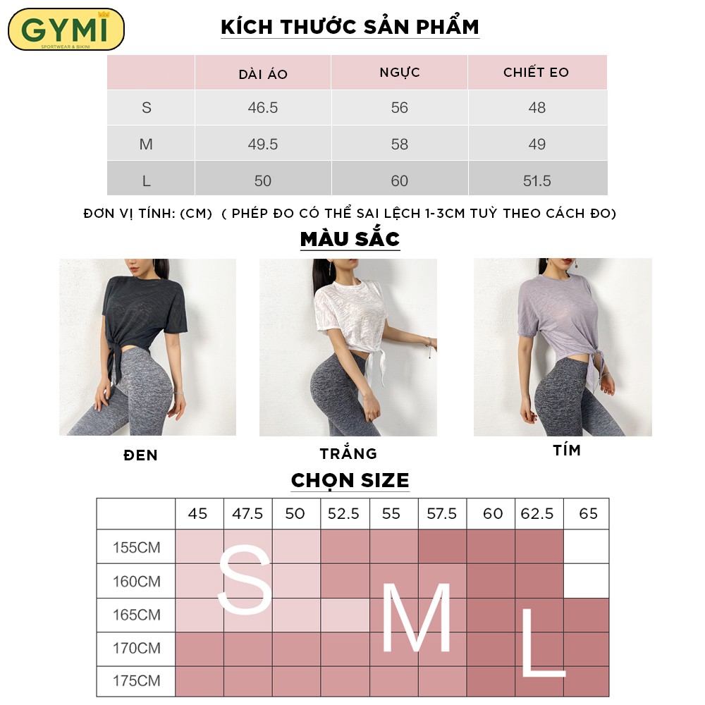 Áo tanktop tập gym yoga nữ GYMI AT03 dáng rộng ngắn tay chất lụa thoáng mền mịn thể thao rumba