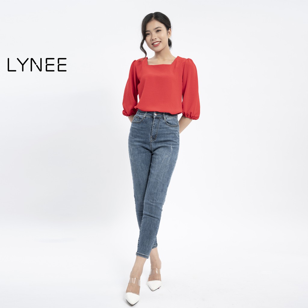 Áo sơ mi nữ LYNEE áo kiểu cổ vuông tay bồng vải đũi hàn mềm mịn nhẹ nhàng thoáng mát form rộng thoải mái mặc rất xinhA01