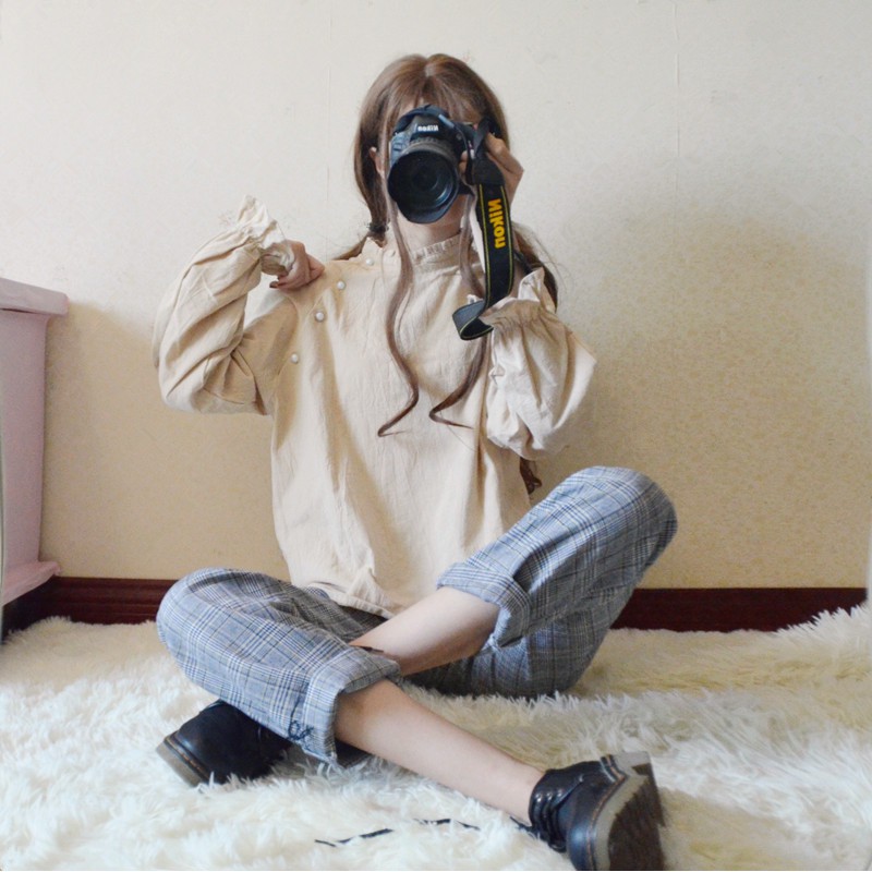 Áo Sơ Mi Cổ 3p Cúc Chéo Tay Bèo Thô Đũi Siêu Xinh Freesize<60kg - A.091 | BigBuy360 - bigbuy360.vn