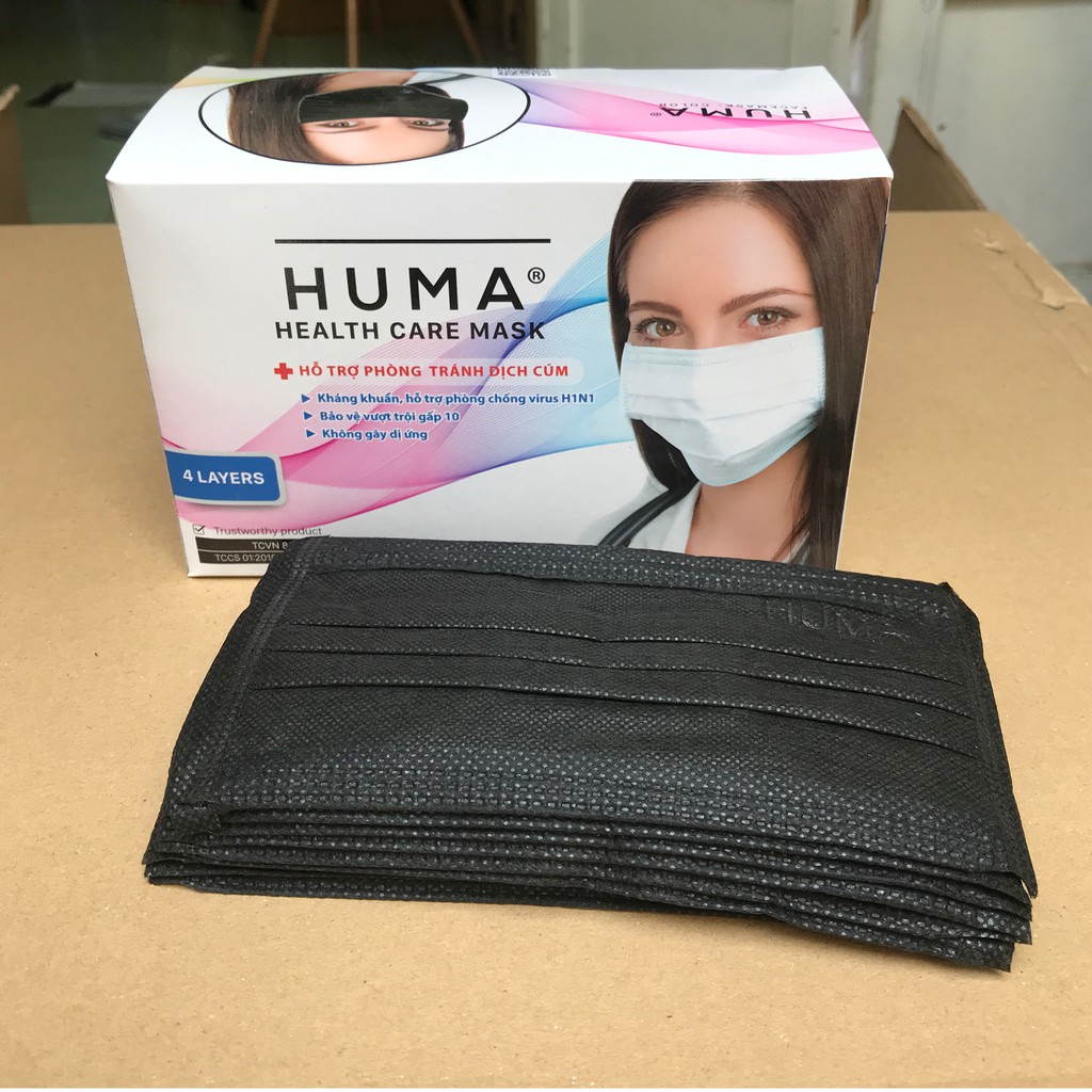Khẩu Trang Y Tế 4 Lớp Kháng Khuẩn Xám Đen Trắng Xanh