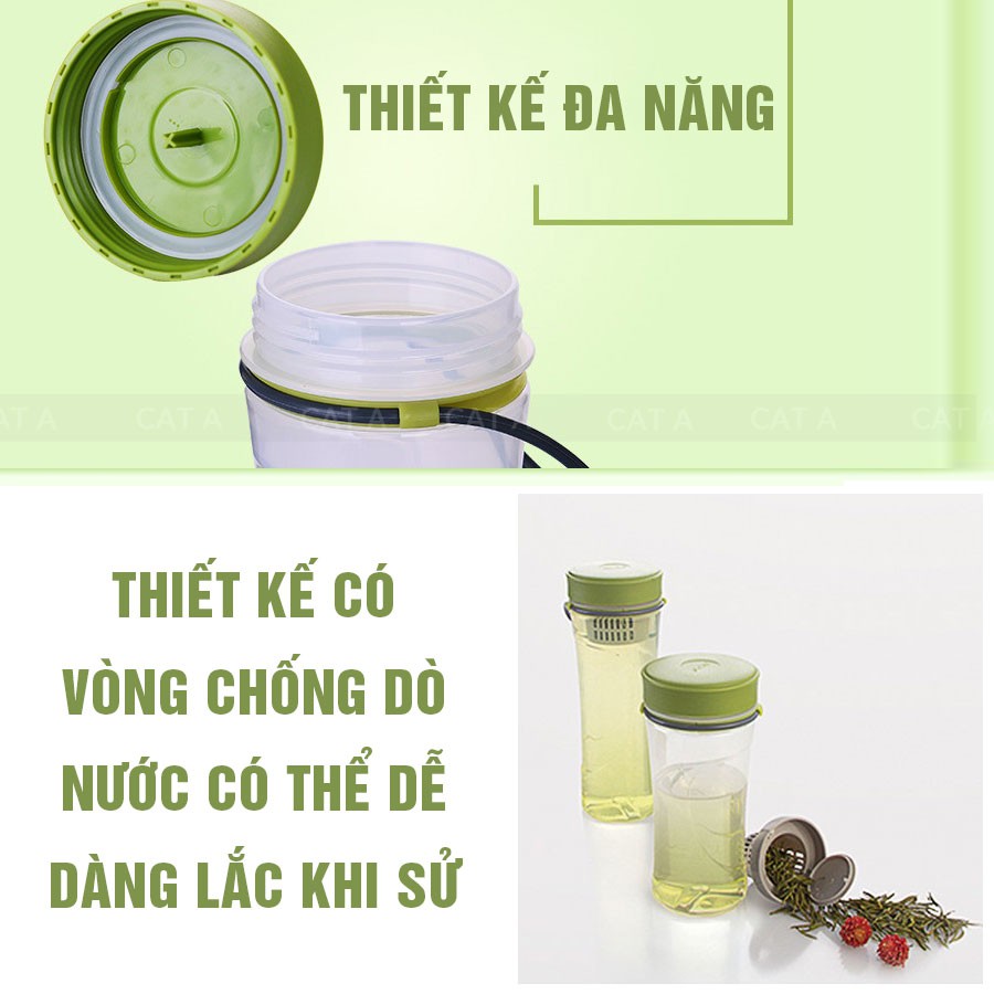 Bình đựng nước, bình nước bằng Nhựa BPA FREE MIGO Cao cấp - 1522 - An toàn, trong suốt, có rây lọc, quai xách