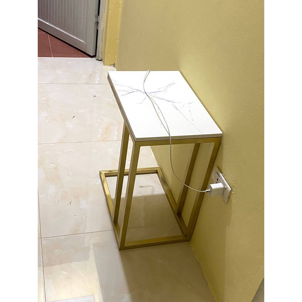 Bàn trà phòng khách decor mặt đá RIBO HOUSE để đầu giường hoặc cạnh sofa hình chữ nhật phong cách châu âu RIBO53 | BigBuy360 - bigbuy360.vn