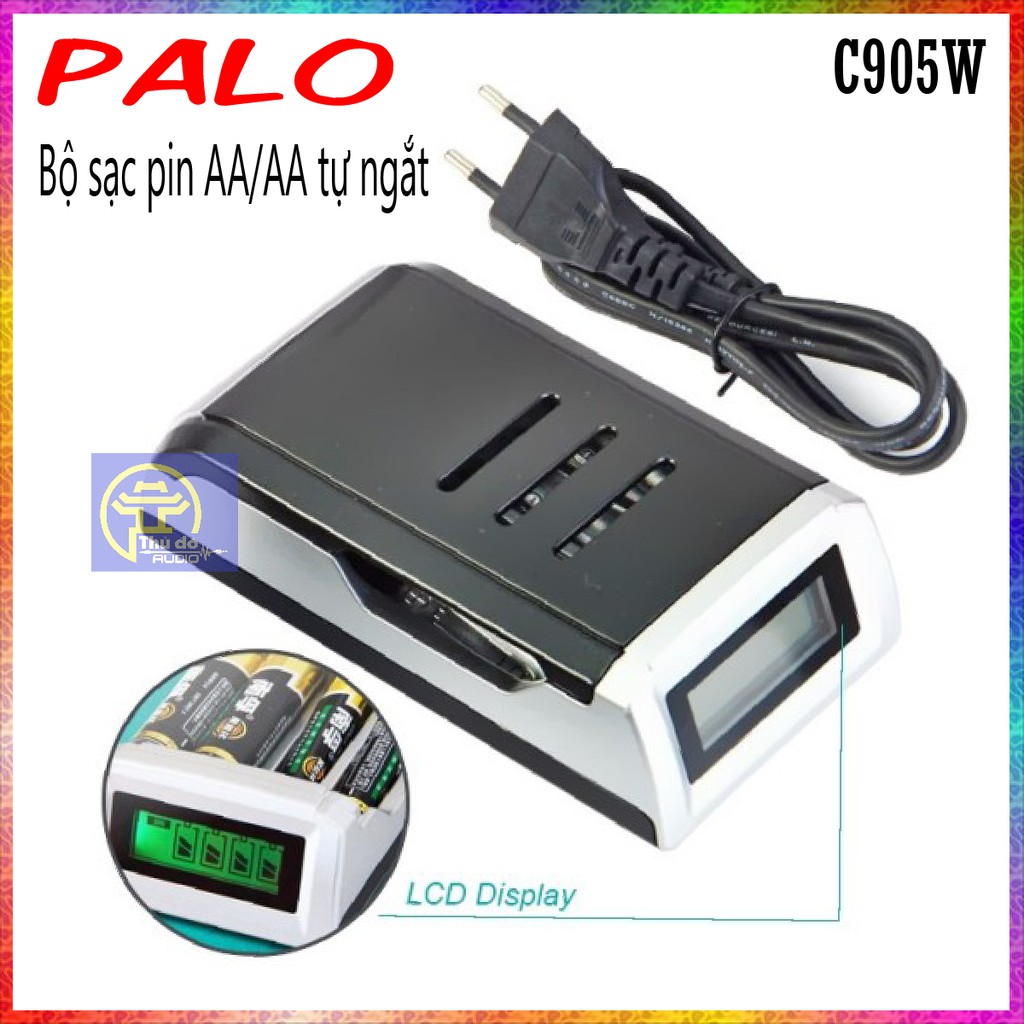 Bộ sạc pin Tự ngắt khi đầy Sạc pin C905W AA/AAA màn hình LCD chính hãng Palo