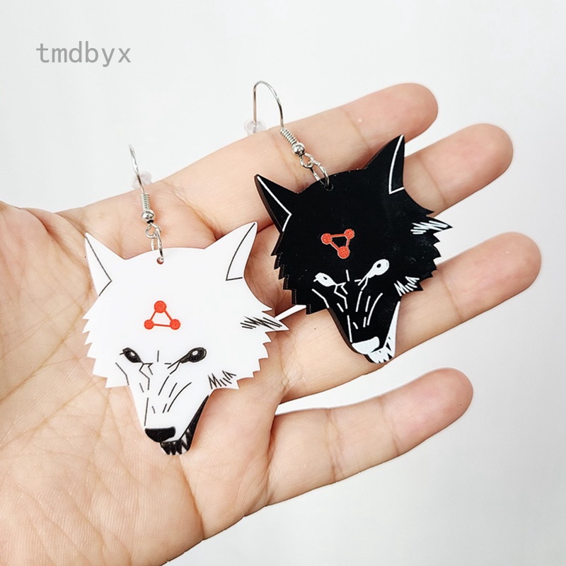 Tmdbyx Jujutsu Kaisen Khuyên Tai Nối Dài Màu Trắng Đen Hình Chú Chó Divine Megumi Fushiguro Sukuna Domain