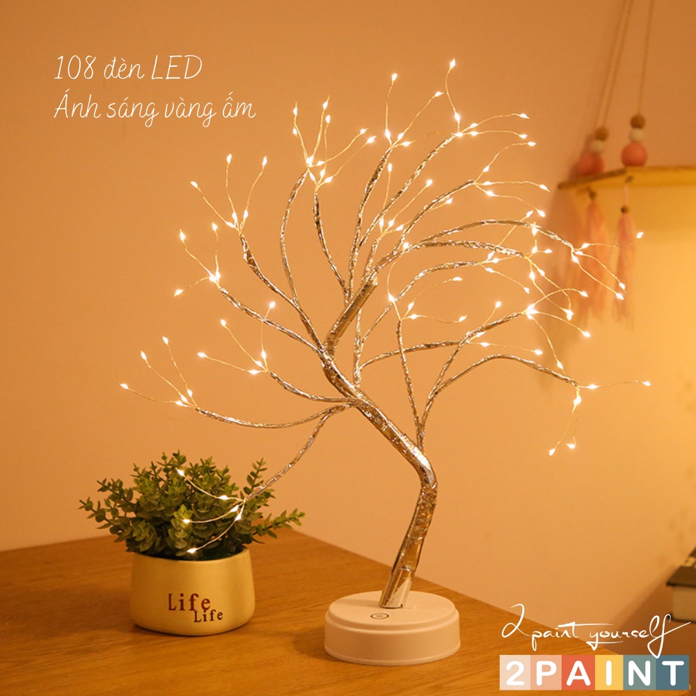 Đèn ngủ để bàn, đèn LED trang trí phòng ngủ hình cây decor  2PAINT