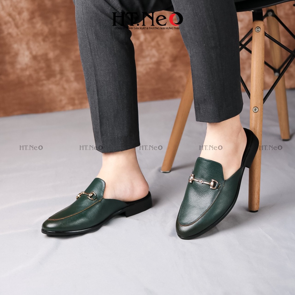 Giày sục nam - Giày mules nam HT.NEO Đế phíp, quai kim loại cùng da bò thật tạo nến sự quý phái, thu hút và sang S003 | BigBuy360 - bigbuy360.vn