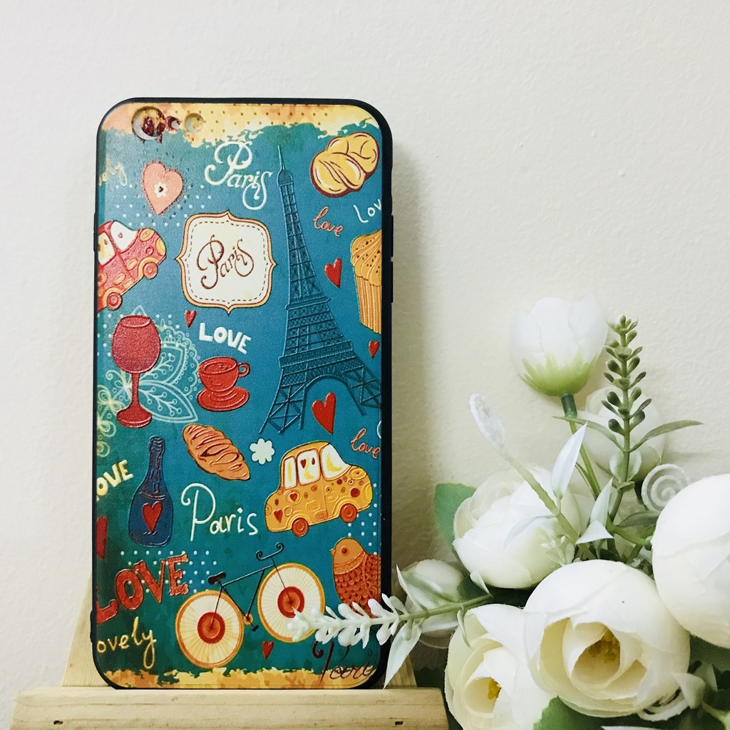 Ốp lưng Iphone dẻo Paris nền xanh