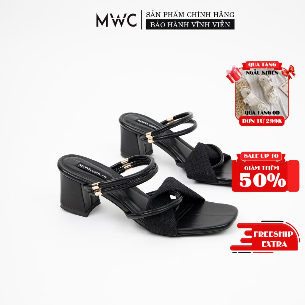 Giày Cao Gót Nữ MWC Quai Ngang Phối Vải Cao 5cm NUCG-4159
