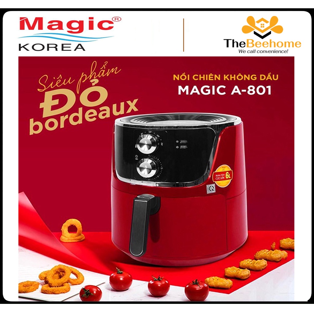 Nồi chiên không dầu 6 lít Magic Korea A801 1800W - Chống dính cao cấp, kiểm soát nhiệt độ - BH 12 THÁNG