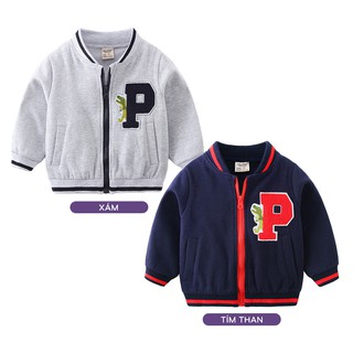 Áo khoác nỉ bé trai WELLKIDS áo nỉ bóng chày cho bé họa tiết đáng yêu chất cotton hàng xuất Âu Mỹ