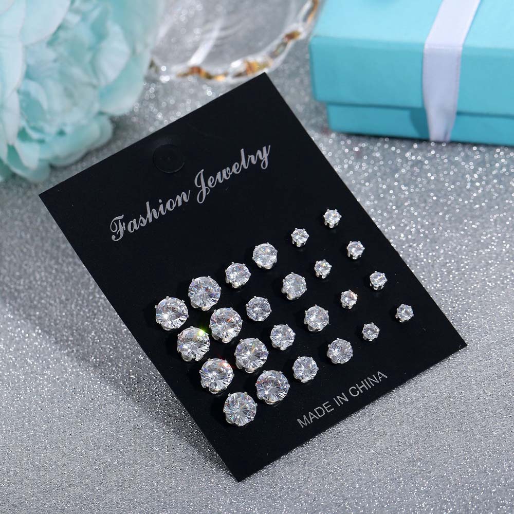 Set 12 đôi bông tai hình tròn thiết kế xinh xắn dành cho nữ