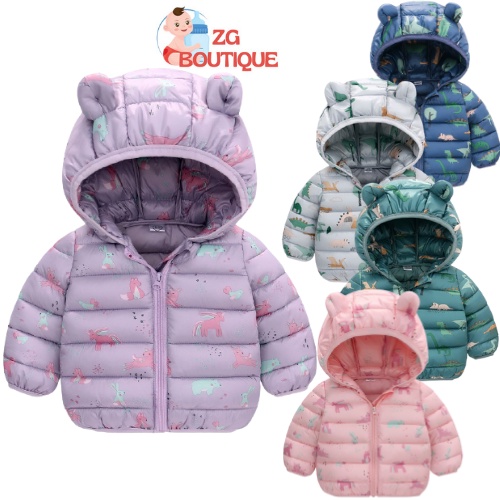 Áo khoác trẻ em, áo phao cho bé siêu nhẹ mũ tai gấu dễ thương cho bé trai và bé gái ZG Boutique size từ 8-20kg