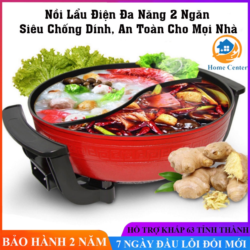Nồi lẩu tròn 2 ngăn đa năng, nồi lẩu chống dính cao cấp tiện lợi với 5 mức chỉnh nhiệt. Bảo hành 2 năm trên toàn quốc.