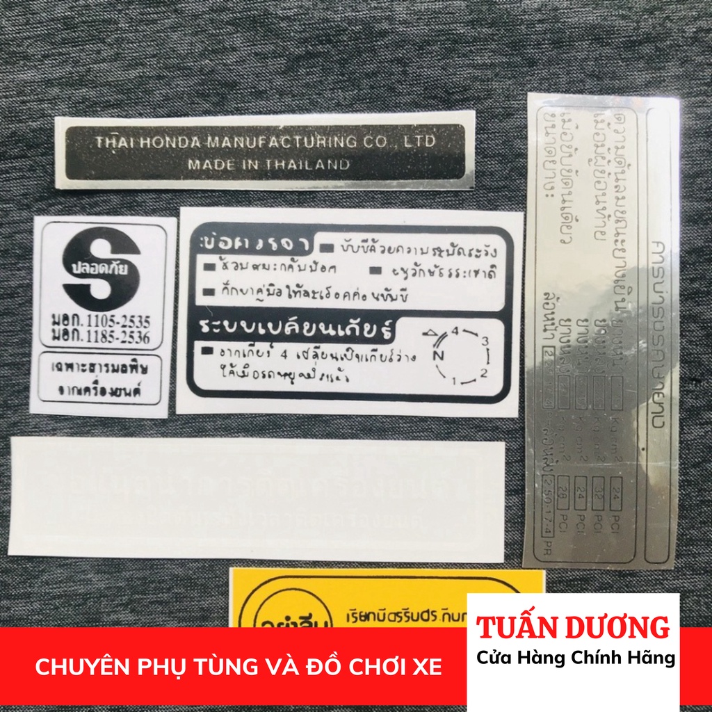 Bộ tem thông số dream thái ( bộ đủ 6 mảnh), Tem hàng đẹp lắp được cả dream thái và dream việt các đời