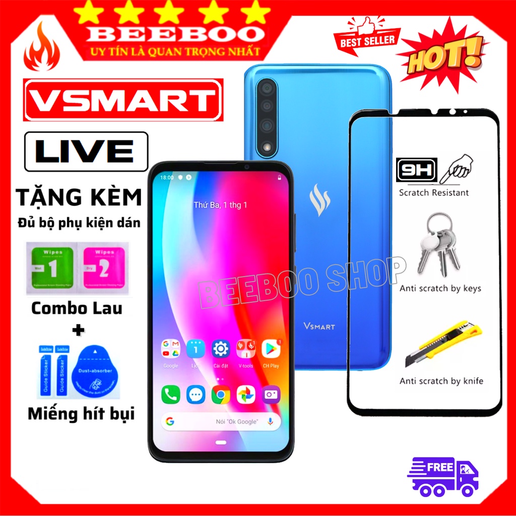 Kính cường lực Vsmart Live - [Freeship 50k] - Cao Cấp - Full màn hình - Độ cứng 11H