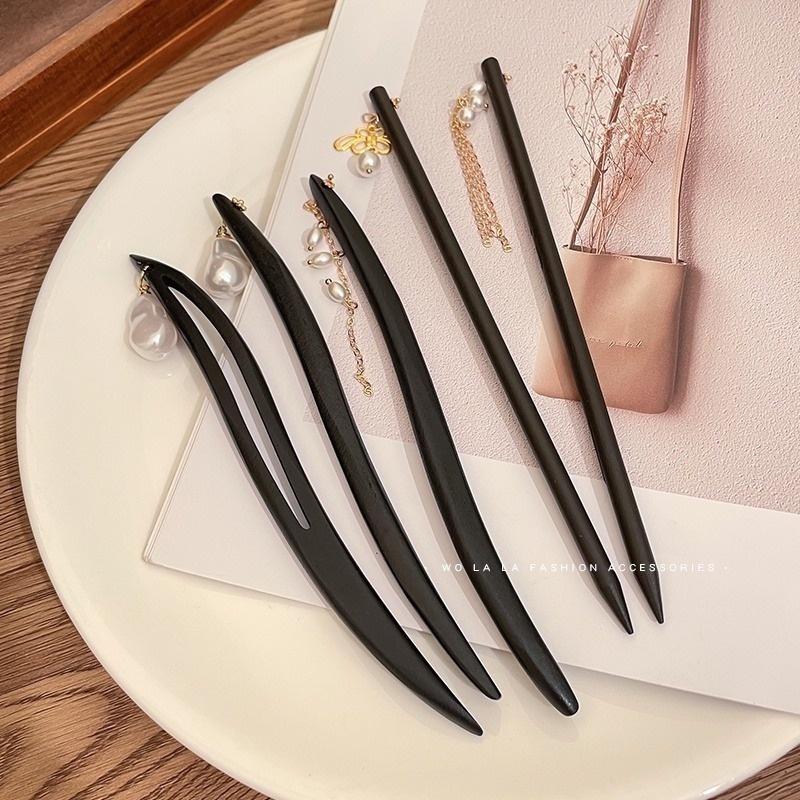 Trâm Cài Tóc Bằng Gỗ Mun Thiết Kế Giản Dị Hiện Đại Phong Cách Trung Hoa