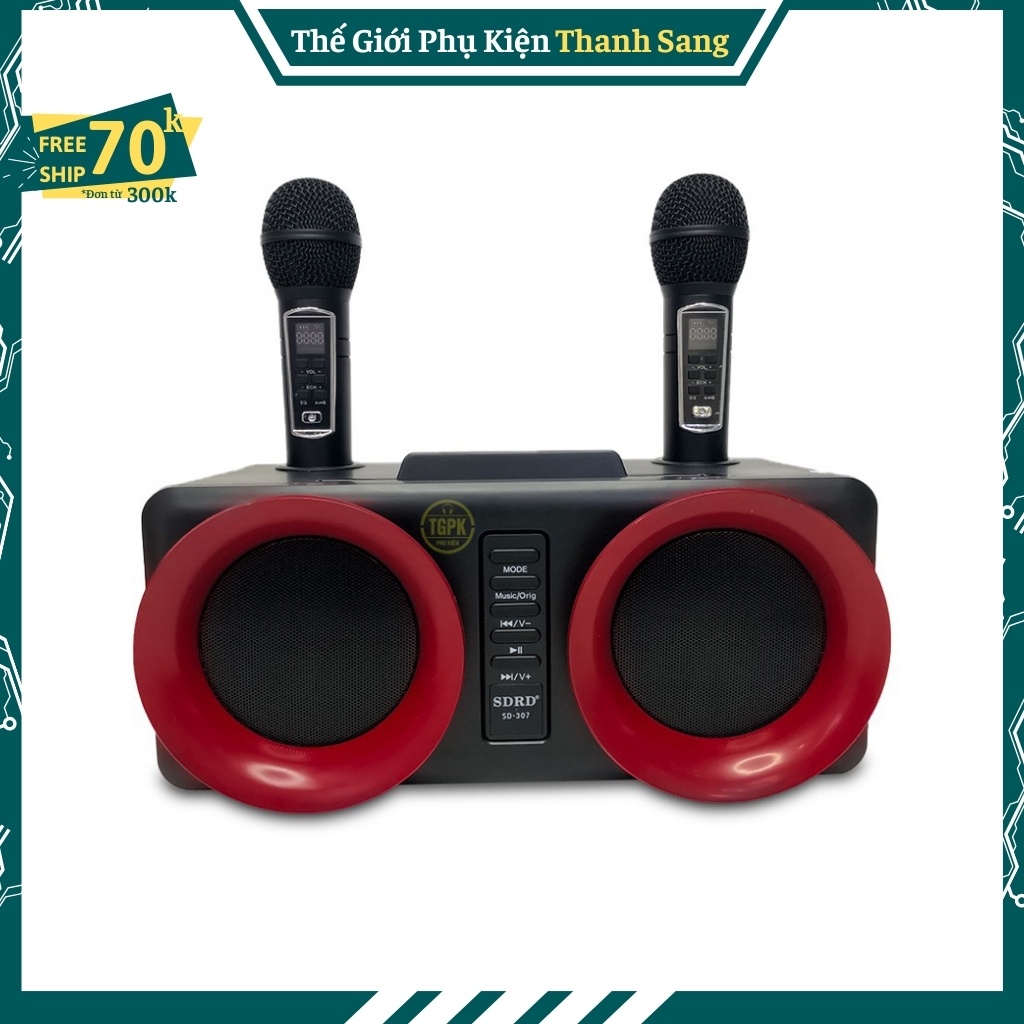 Loa Karaoke Bluetooth SD 307 tặng Kèm 2 Micro nhiều chức năng | Tích hợp 2 Loa Bass âm thanh mạnh mẽ