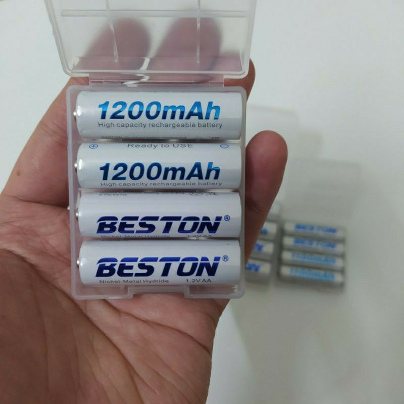 Pin sạc BESTON AA AAA 4 viên pin kèm sạc tự ngắt, tái sử dụng nhiều lần, tốc Độ Cao Led báo trạng thái sạc