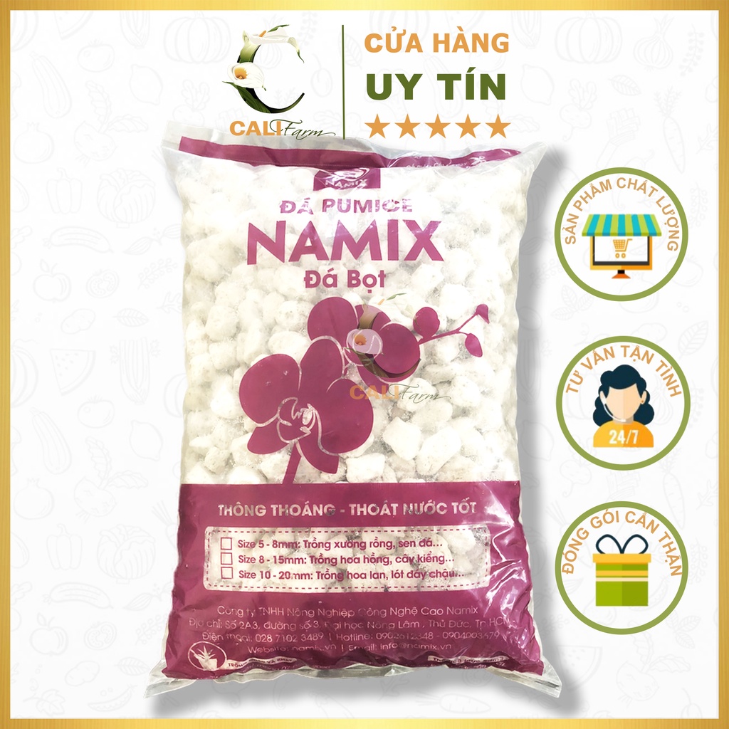 Đá Pumice đá bọt Namix Size 10-20mm gói 5dm3 (khoảng 2,5 kg) - Trồng hoa lan, lót đáy chậu