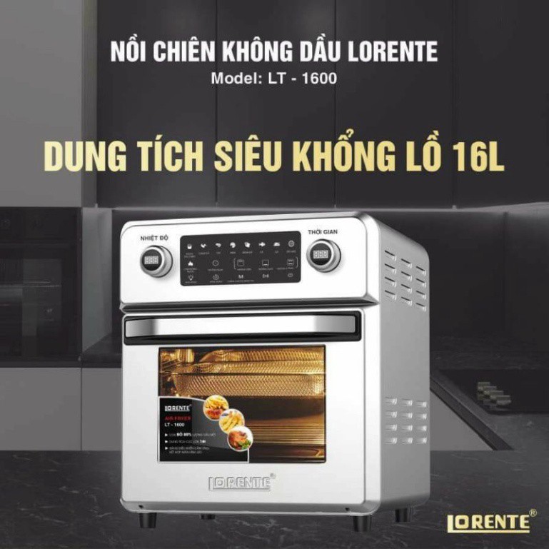 Nồi Chiên Không Dầu Lorente LT 1600 16L, Nồi nướng không dầu Điều Khiển Cảm Ứng 8 chế độ cài đặt sẵn