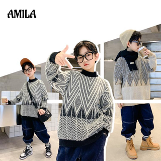 Áo nỉ AMILA tay dài phong cách Hàn Quốc thời trang mới cho bé trai áo len
