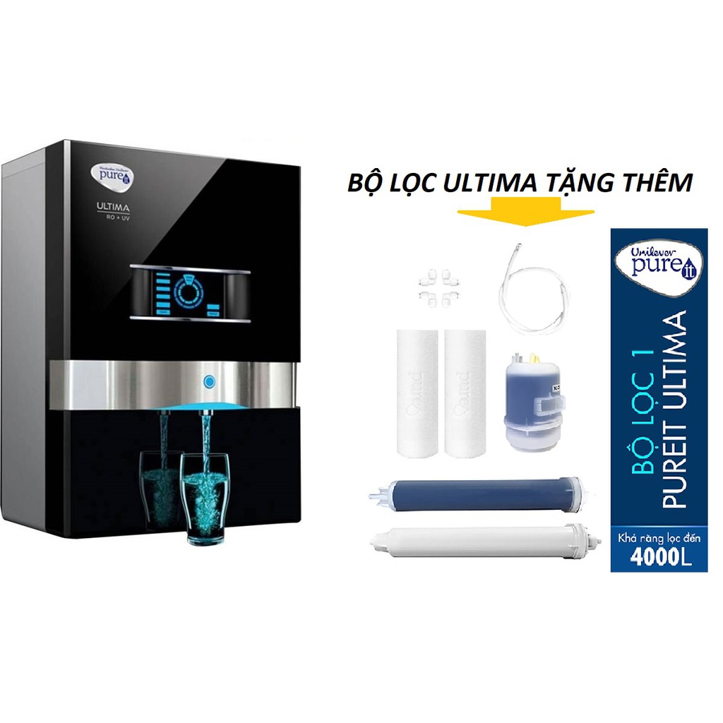 [Mã ELMALL1TR giảm 5% đơn 3TR] Máy Lọc Nước Unilever Pureit Ultima RO + UV + MF tặng thêm bộ lỗi lọc Ultima số 1