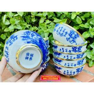 Bát thờ men lam trúc lâm thất hiền- Bát Bảo Khánh