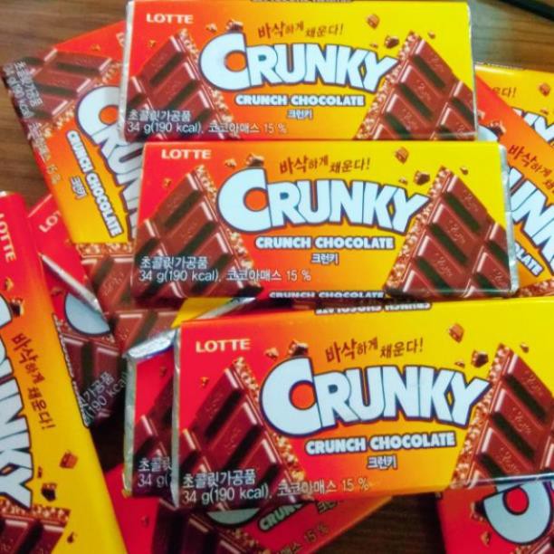 Lotte Chocolate Crunky thanh 34gr