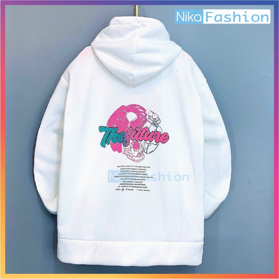 Nikafashion Áo Hoodie Nón Unisex Nam Nữ Chất Vải Nỉ Freesize 1 kích cỡ Form Dáng Rộng Dưới 65kg Mặc Đẹp T.H.E.F.U.T.U.R.