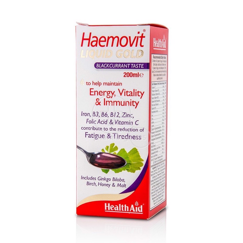 Siro Hỗ Trợ Giảm Thiếu Máu Health Aid Heamovit Liquid Gold 200ml- Anh Quốc