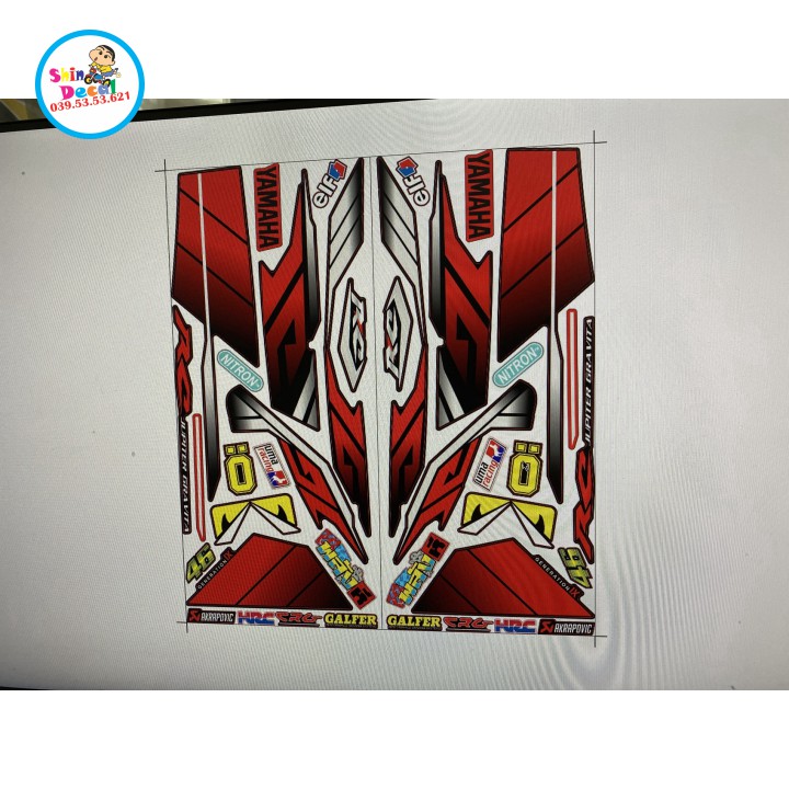 Tem xe jupiter RCmẫu JG đỏ đen