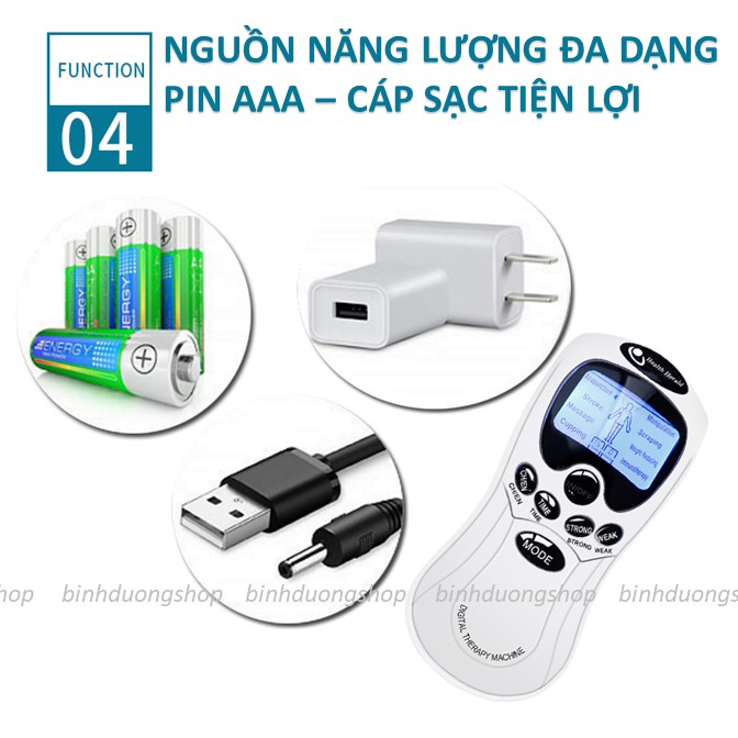 Máy Massage Xung Điện 4 miếng dán Health Herald tặng kèm adapter mã MK92