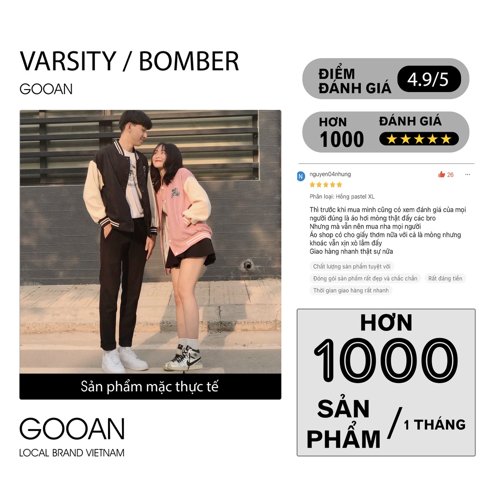 Áo Khoác Varsity Bomber Gooan Rock The World Form Rộng