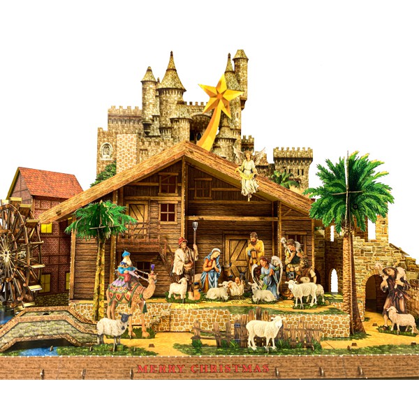 Mô hình Hang Đá Giáng Sinh 3D trang trí Noel 48x23x33cm