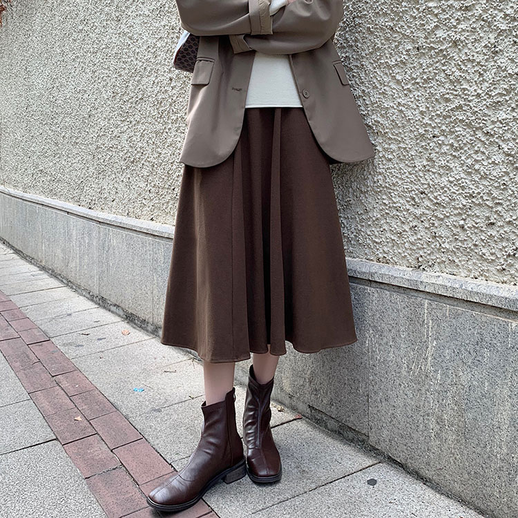 Chân Váy Midi Dáng Chữ A Lưng Cao Màu Trơn Xinh Xắn 39091