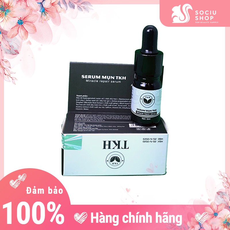 Serum mụn TKH - Thảo mộc Trần Kim Huyền - Hỗ trợ ngăn ngừa mụn, nếp nhăn, mờ thâm do mụn, dưỡng trắng da, bảo vệ da